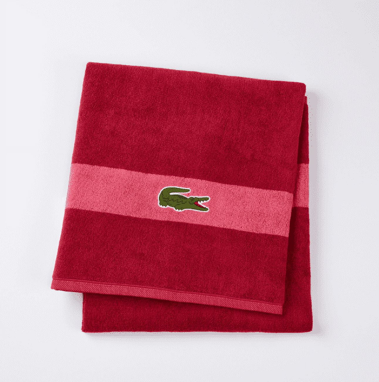 Lacoste 100% Cotton 30 x 52 Signature Logo Bath Towel - Cherry 