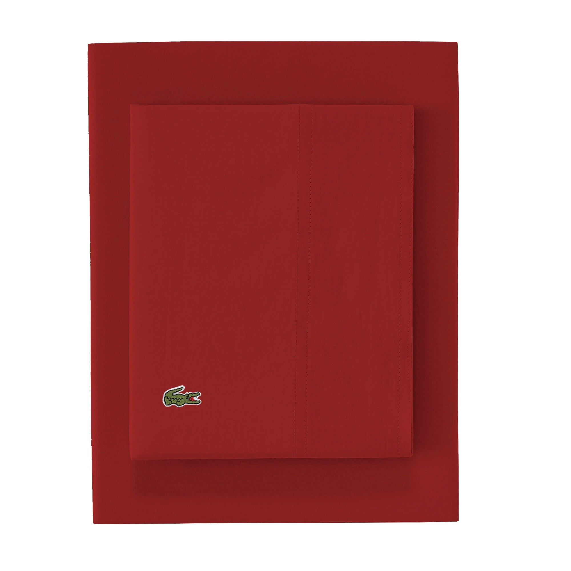 Lacoste 100 Cotton Percale Sheet Set Solid Chili Pepper Twin