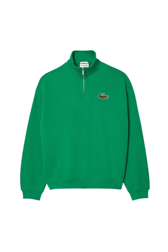 Adult Accent Button Zip Neck Loose Fit Sweatshirt