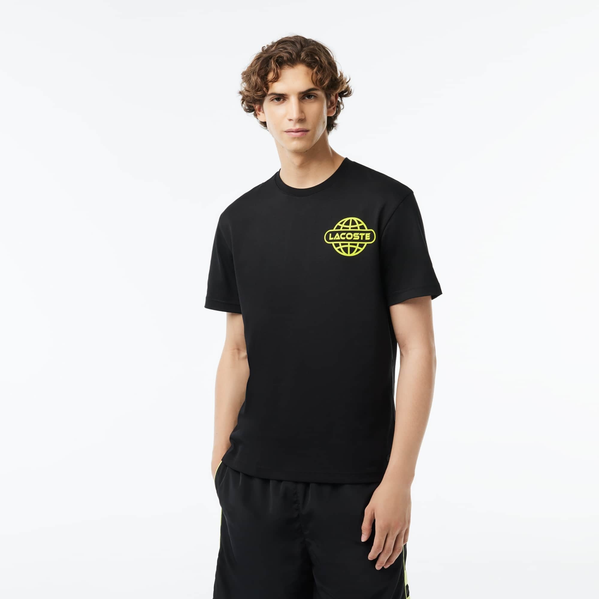 Lacoste BLACK Men's Relaxed-Fit Global Logo Graphic T-Shirt, US