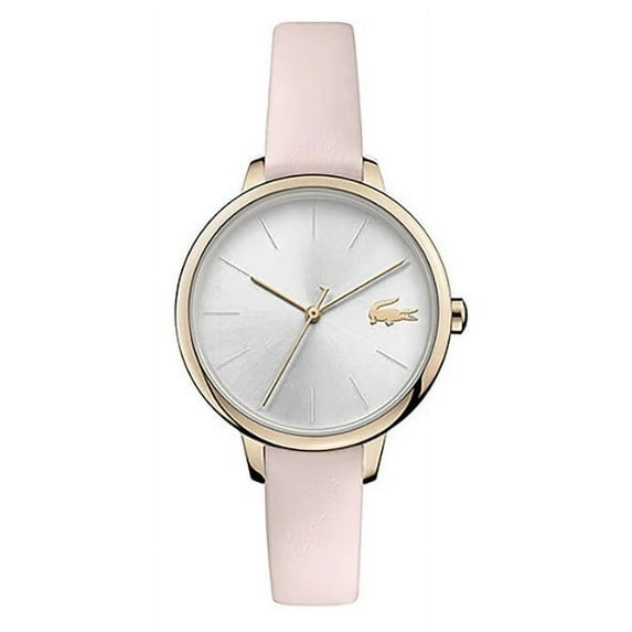 Lacoste Cannes Silver Dial Pink Leather Band Women's Watch