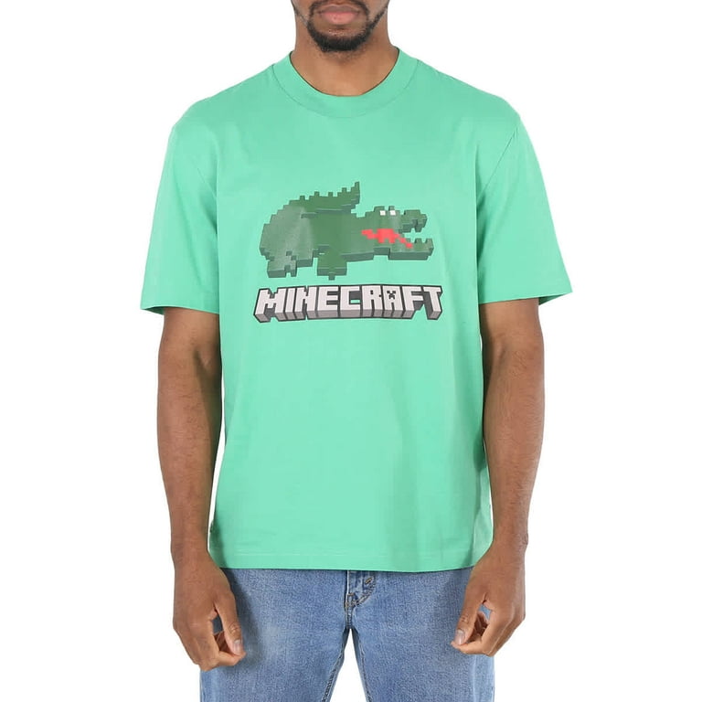 Lacoste Clover Green Minecraft Print Organic Cotton Short Sleeve T-Shirt,  Size X-Large 