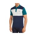 thumbnail image 1 of Lacoste Color-Block Striped Slim Fit Pique Polo Shirt Mens Active Shirts & Tees Size L, Color: Emerald/Blue/White, 1 of 2