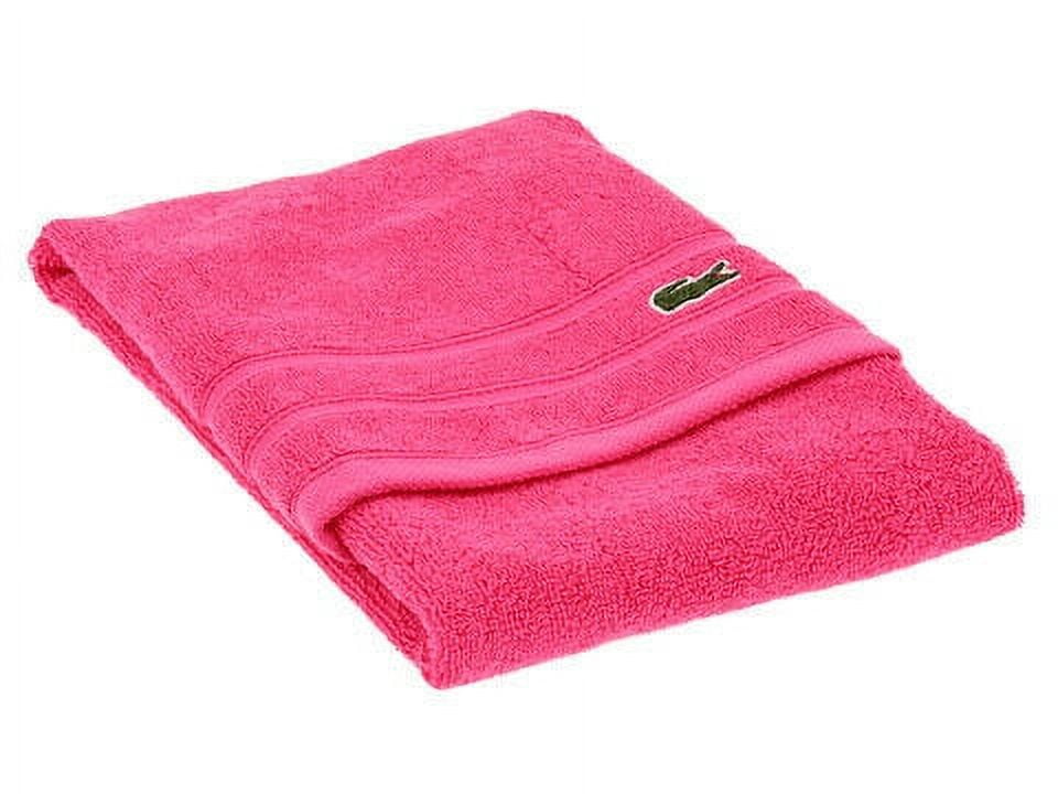 Lacoste Pink Berry Bath Towel 100% Cotton 30 x 52 Big Crocodile WIDE STRIPE  NWT - Towels & Washcloths