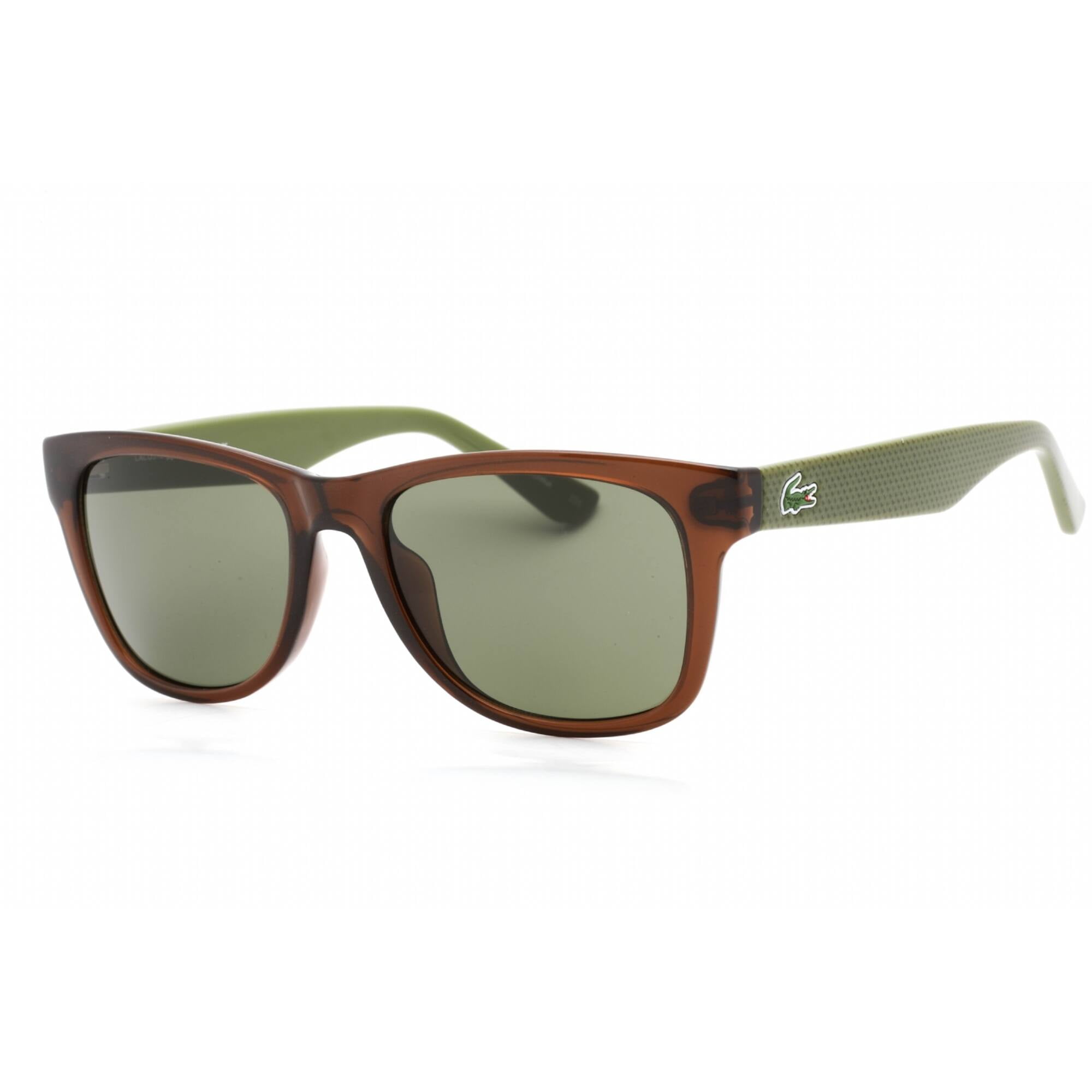 Lacoste Unisex Sunglasses, Brown Plastic Frame, Green Lens