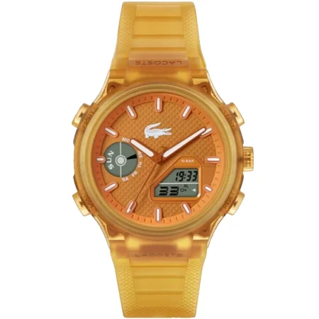 Lacoste LC33 2011431 Analog & Digital Orange Dial Silicone Strap 45MM Mens Watch