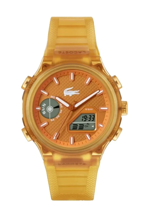LC33 2011431 Analog & Digital Orange Dial Silicone Strap 45MM Mens Watch