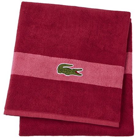 Lacoste Logo Bath Towel, 100% Cotton, 650 GSM, 30"x52", Cherry