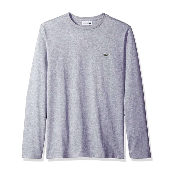 Lacoste Long Sleeve Jersey Pima Regular Fit Crewneck T-Shirt X-Small Silver Heathered
