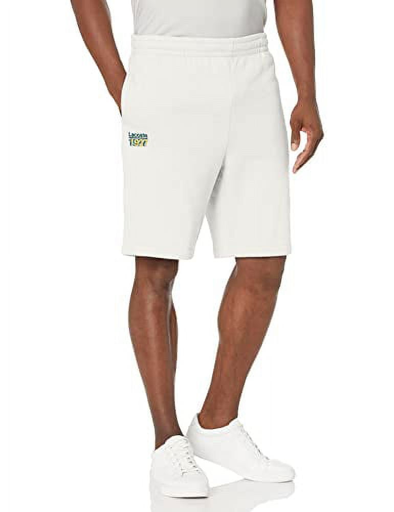 Lacoste Men's 1927 Badge Brushed Fleece Shorts White, 4XL