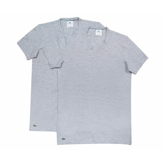 Lacoste Men's 2-Pack Colours Cotton Stretch V-Neck T-Shirt, Grey, X-Large