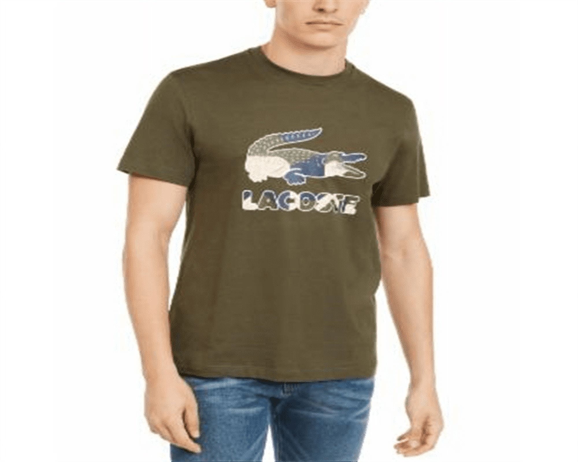 Lacoste Mens Mens Short Sleever Regular-fit Ultra Dry Croc Graphic Tee Shirt Vert/Blanc X-Large main image 1