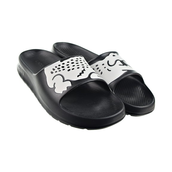 Men's Lacoste Croco 2.0 Synthetic Slides Black/White (7-41CMA0010 312) - 7