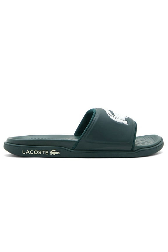 Men's Lacoste Croco Dualiste Slides Dk Green/White (7-43CMA0020 2D2) - 13