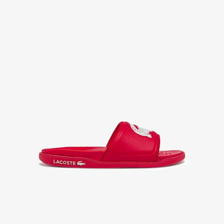 Lacoste Men's Croco Dualiste 0922 Slide Sandals, Red White