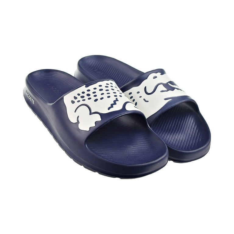Men's Lacoste Croco 2.0 Synthetic Slides Navy/White (7-41CMA0010