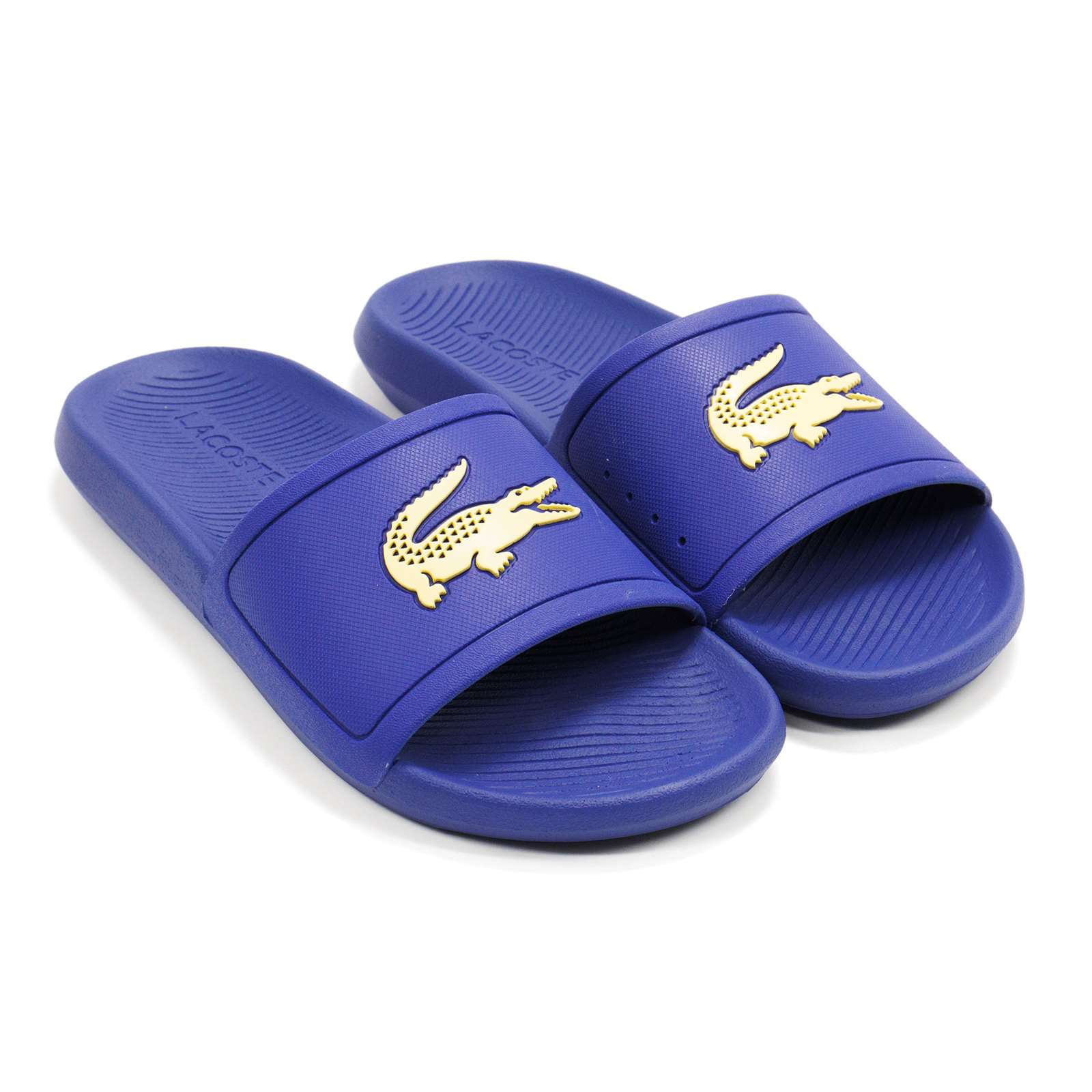 Lacoste Men s Croco Slide Sandals Navy Yellow 11 M US Walmart