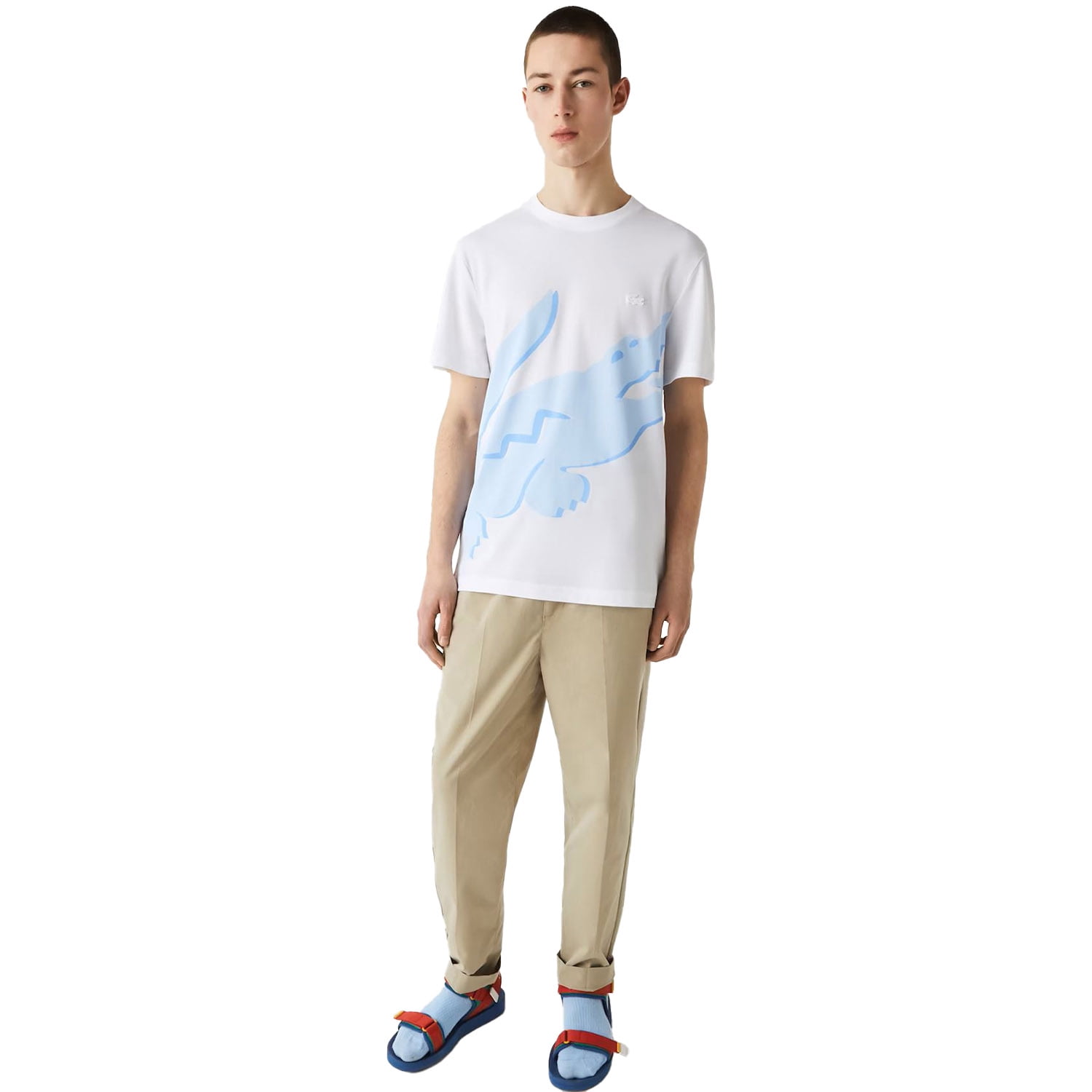 Lacoste Men's Crocodile Print Crew Neck Stretch Organic Cotton T