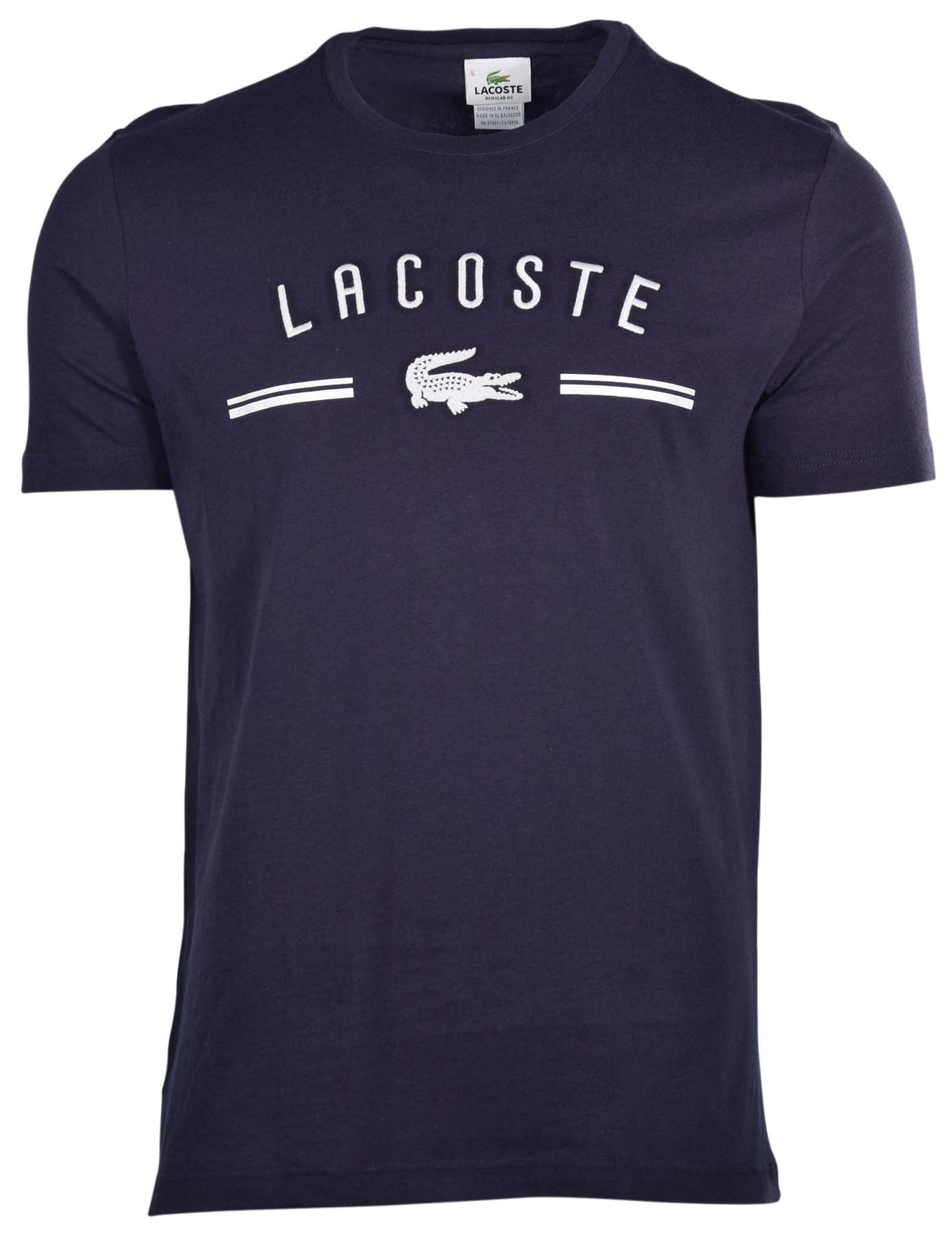 Lacoste Men s Embroidered Croc Crew Neck T Shirt Navy White Walmart