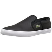 Lacoste Mens Gazon Leather Black Low Top Slip-On Shoes - 10M