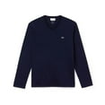thumbnail image 1 of Lacoste Men's Long Sleeve 100% Pima Cotton V-Neck T-Shirt Basic Tee, 1 of 4