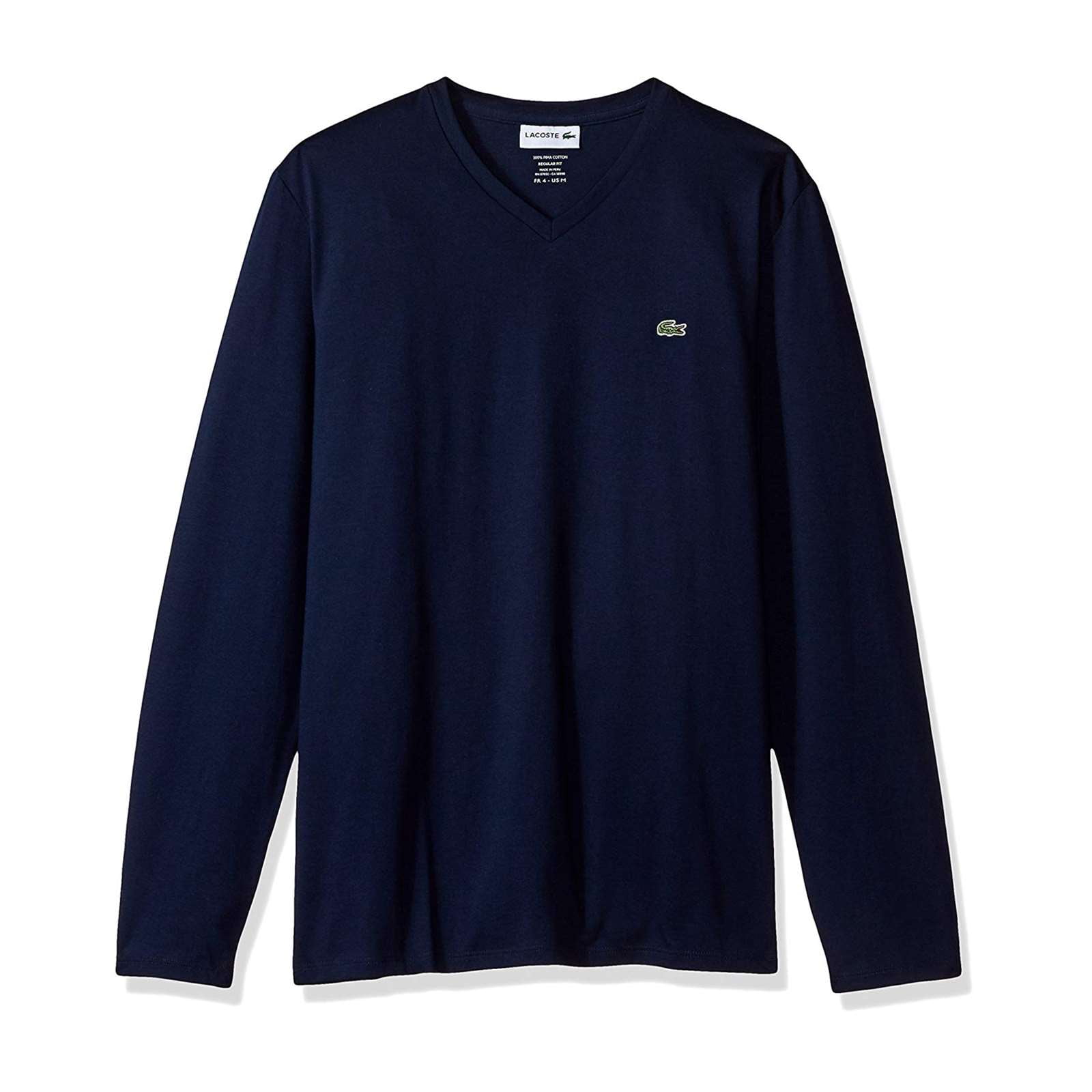 Et bestemt Spytte ud Menagerry Lacoste Men's Long Sleeve 100% Pima Cotton V-Neck T-Shirt Basic Tee -  Walmart.com