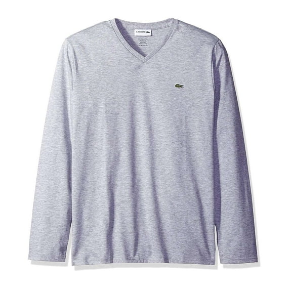 Lacoste Men's Long Sleeve 100% Pima Cotton V-Neck T-Shirt Basic Tee