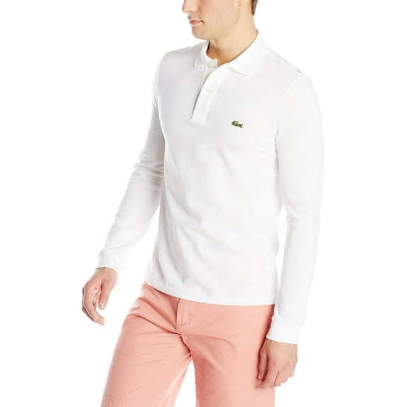 Lacoste Men's Long Sleeve Classic Pique Polo White L1312 001