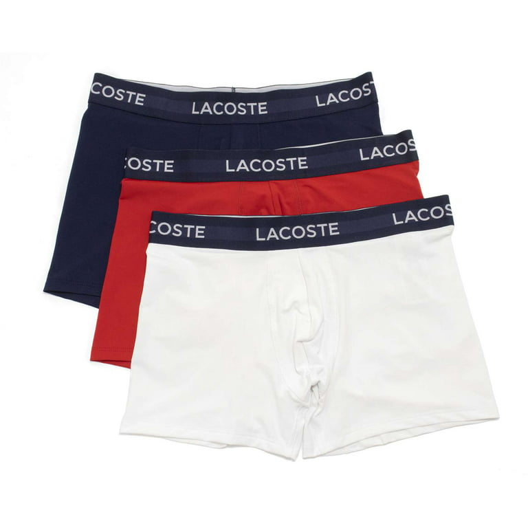 Lacoste Men's Motion Classic 3 Pack Microfiber Trunks, White \ Navy Blue,S  - US