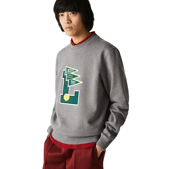 Lacoste Men’s Pennants Crewneck Sweatshirt Grey Chine sh7419-51-1vq