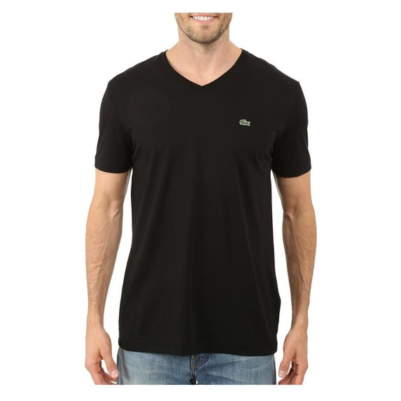 Lacoste Men's Regular Fit V Neck T-Shirt Black Size Large