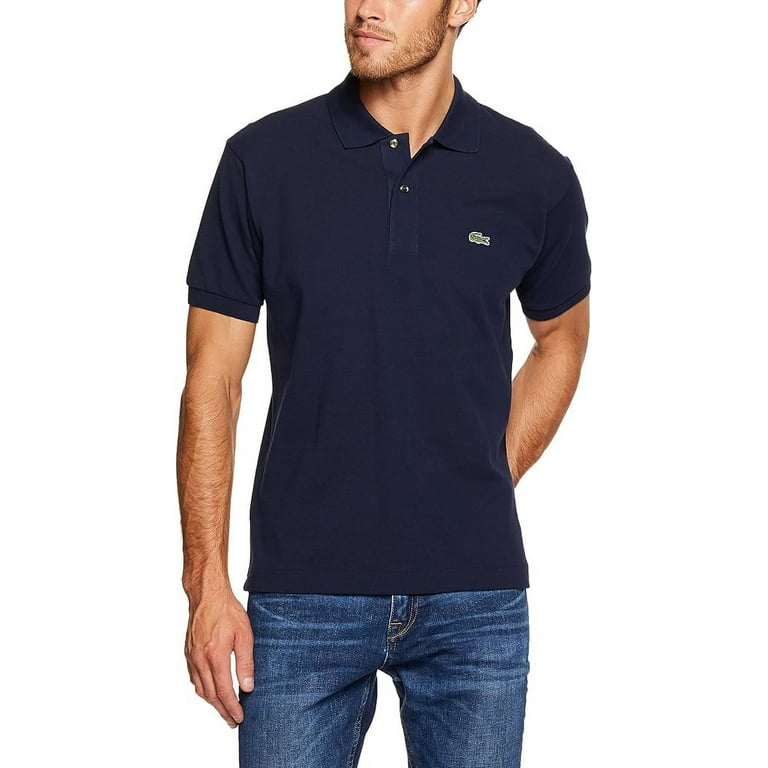 Lacoste Men\'s Short Sleeve Pique L.12.12 Classic Fit Polo Shirt, Navy Blue,  9