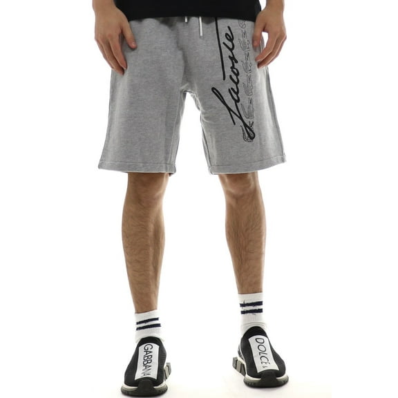 Lacoste Men's Signature Print Cotton Fleece Shorts Grey Chine/Black gh2640-4jv