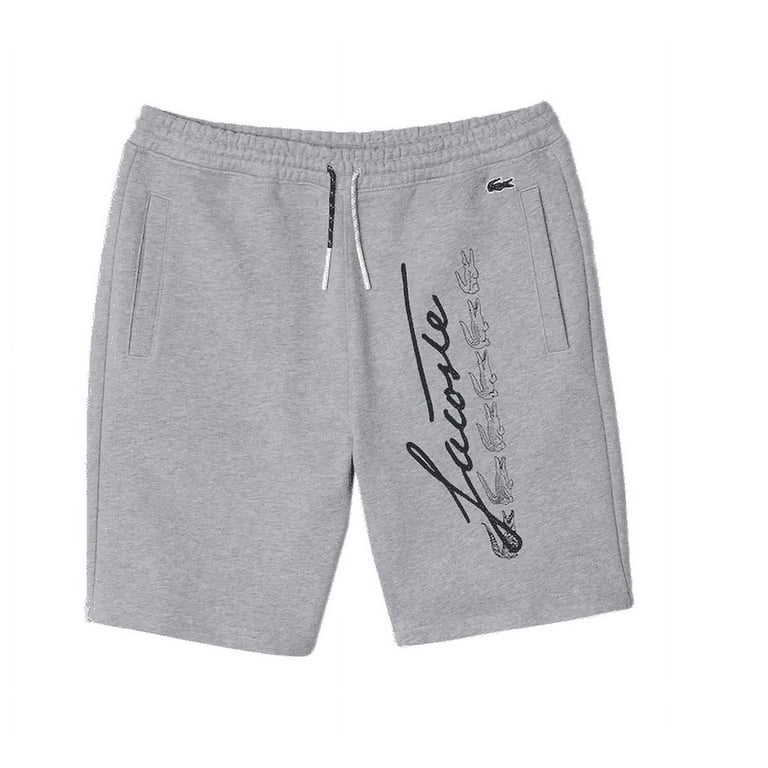 Lacoste Men's Signature Print Cotton Fleece Shorts Grey