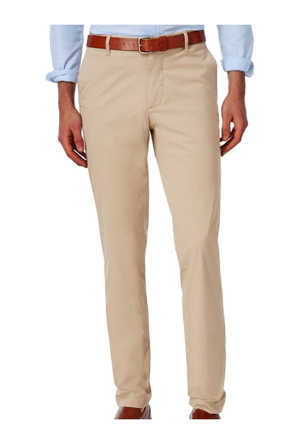 Men's Slim-Fit Twill Flat Front Pants (38x34, Macaroon)