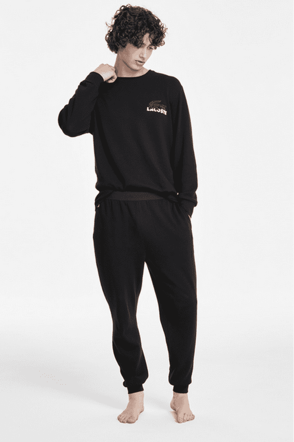 Men's Straight-Fit Thermal Waffle-Knit Joggers - BLACK