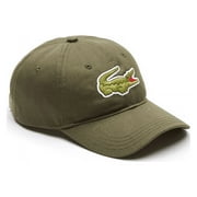 Lacoste Mens Big Croc Twill Adjustable Leather Strap Hat One Size Baobab Green