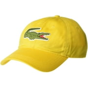 Lacoste Mens Big Croc Twill Adjustable Leather Strap Hat One Size Cornmeal Yellow