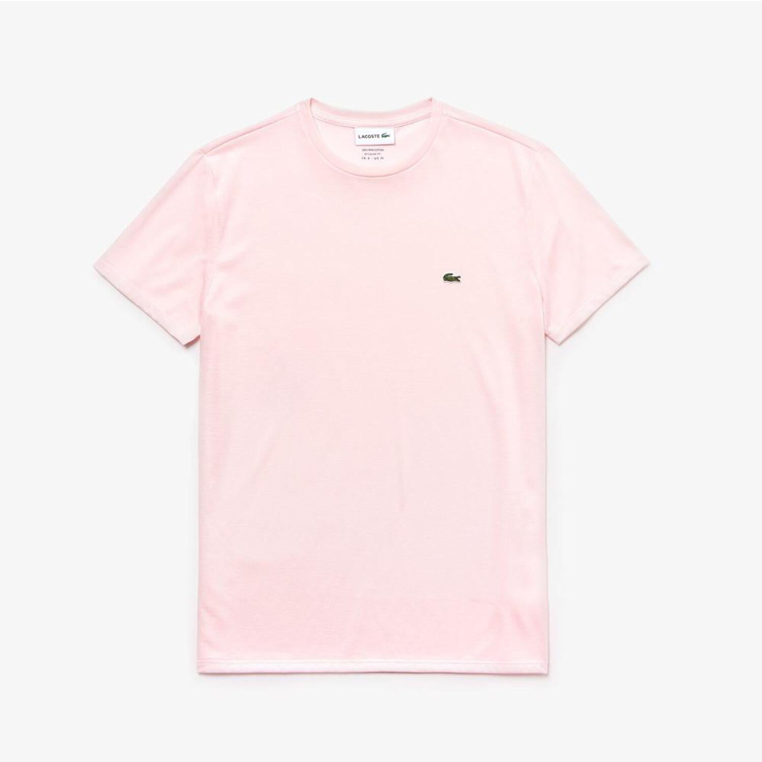 Lacoste Mens Crew Neck Pima Cotton Jersey T-shirt Light Pink