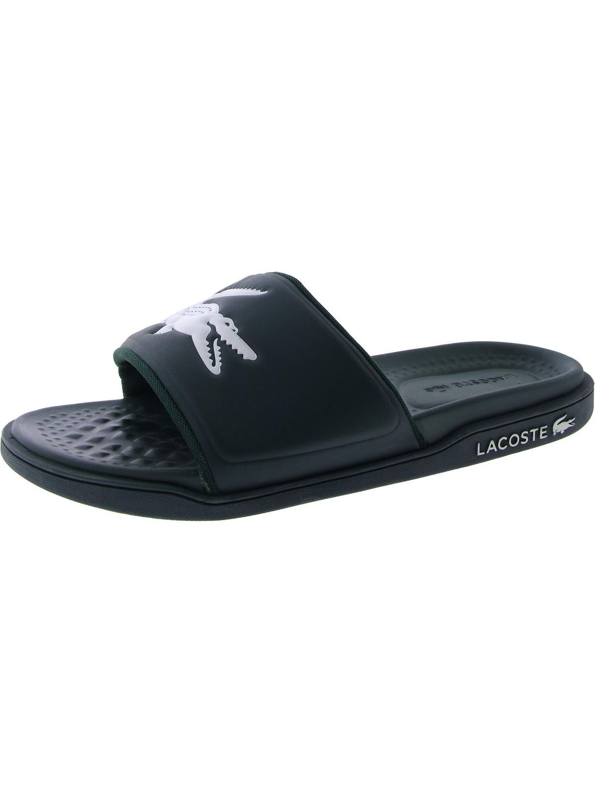 Men's Lacoste Croco Dualiste Slides Dk Green/White (7