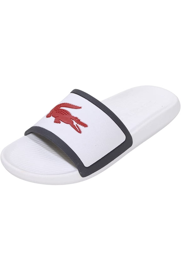 Mens Croco Slide Sandal 9 White/Navy/Red
