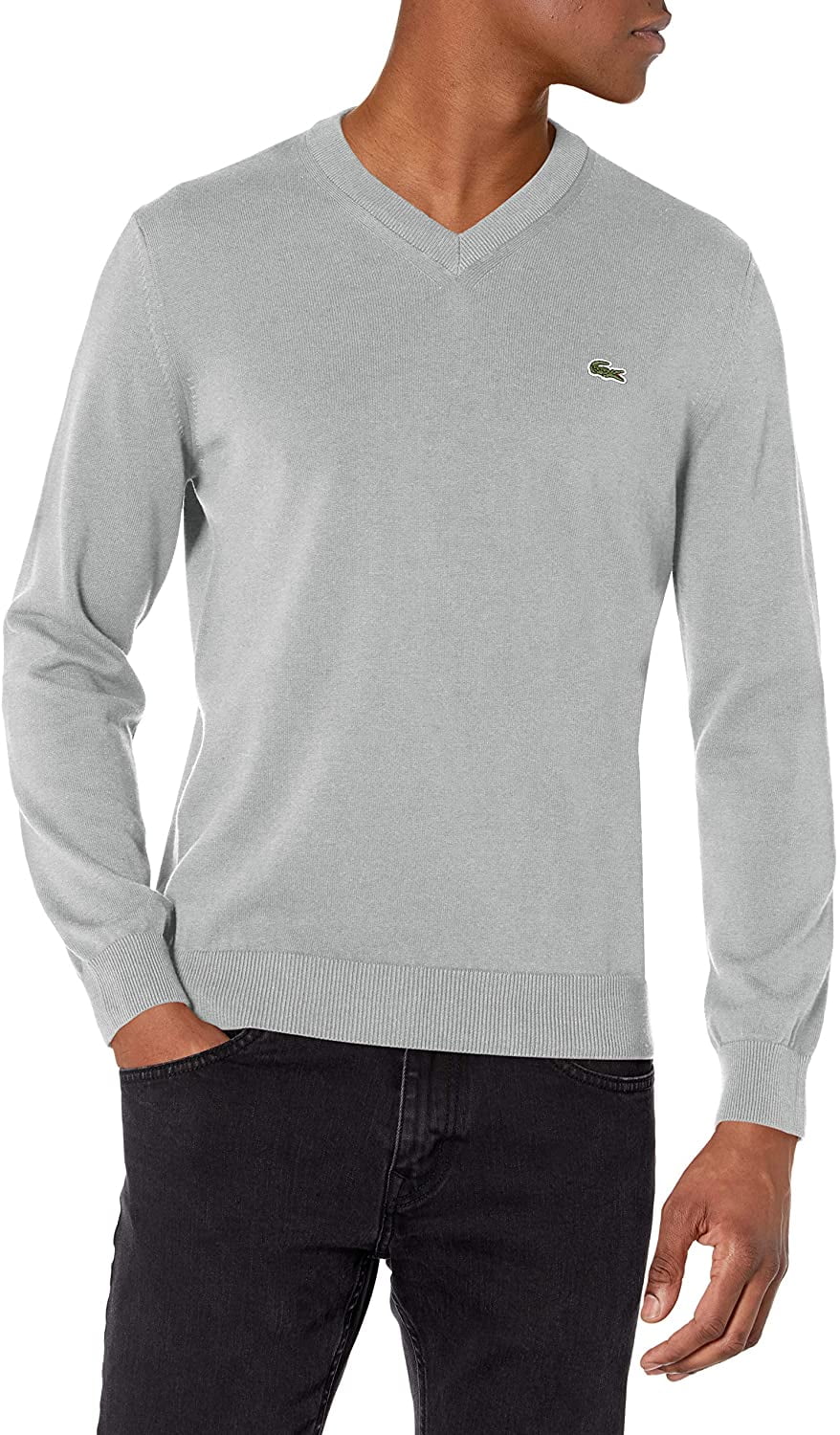 Lacoste V Neck Gray Pullover 100% Cotton selling Sweater Size 7