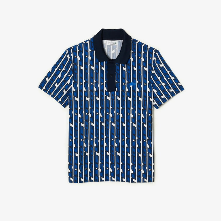 Lacoste Mens Movement Two Tone Printed Polo White Blue PH5655 Any 6 XL