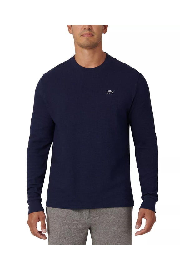 Mens Relaxed Fit Waffle Knit Thermal Sleep Shirt Blue 2XL