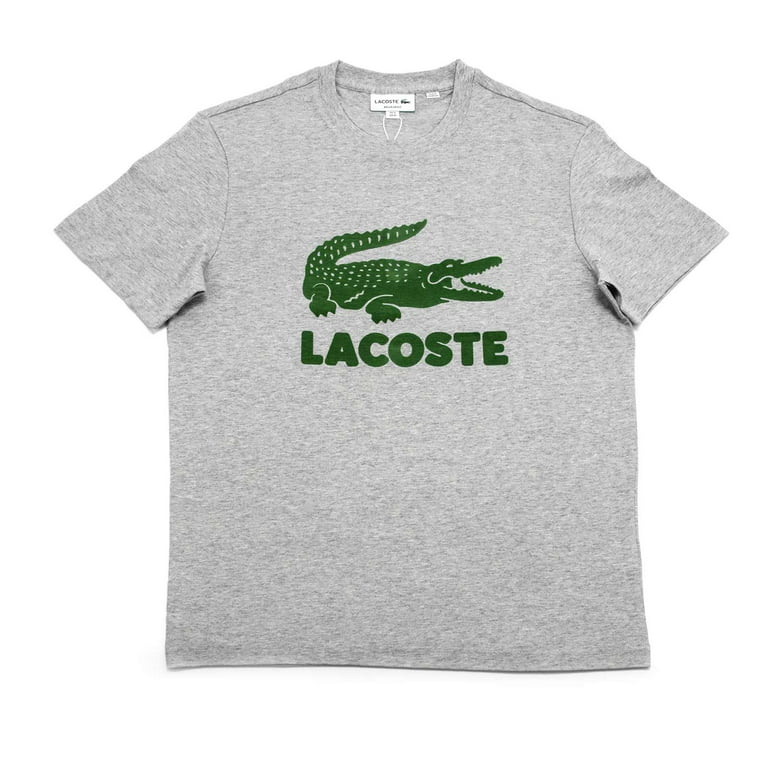 Lacoste Mens Short Sleeve Flocked Graphic Croc T-Shirt Large Silver Chine