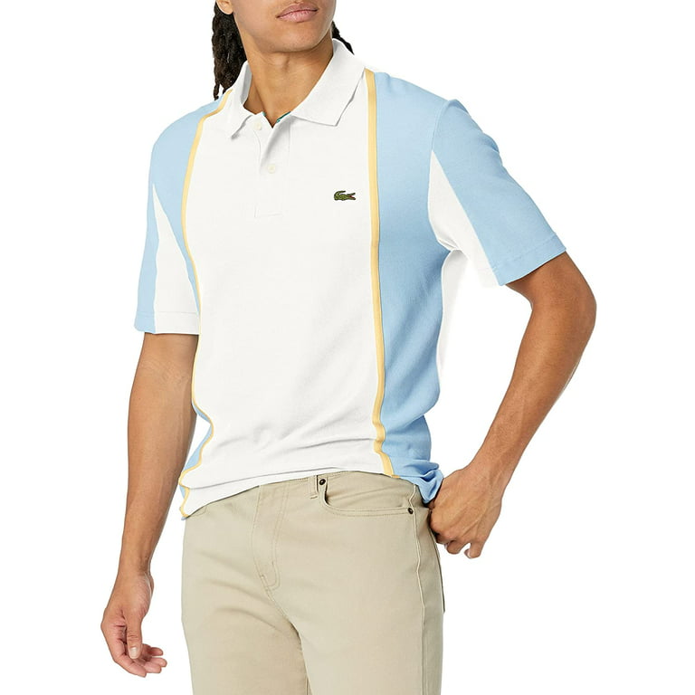 Lacoste Mens Short Sleeve Heritage Colorblock Regular Fit Polo XX-Large  Flour/Creek | Poloshirts