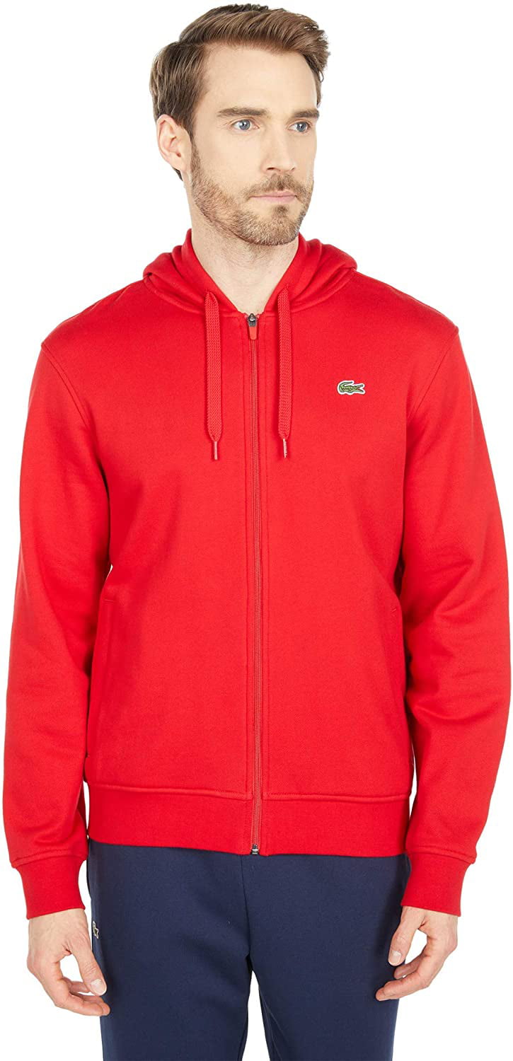 Lacoste Mens Long Fleece Zip Hoodie 4X-Large Red/Red - Walmart.com
