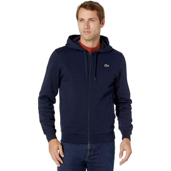 Lacoste Mens Sport Long Sleeve Fleece Full Zip Hoodie Sweatshirt Medium Navy Blue/Navy Blue