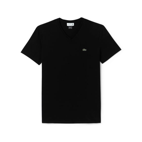 Lacoste Black Short Sleeve Pima Cotton V-Neck Jersey T-Shirt - 6/XL