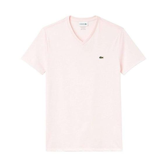 Lacoste Mens V-neck Pima Cotton Jersey T-shirt Flamingo TH6710 T03